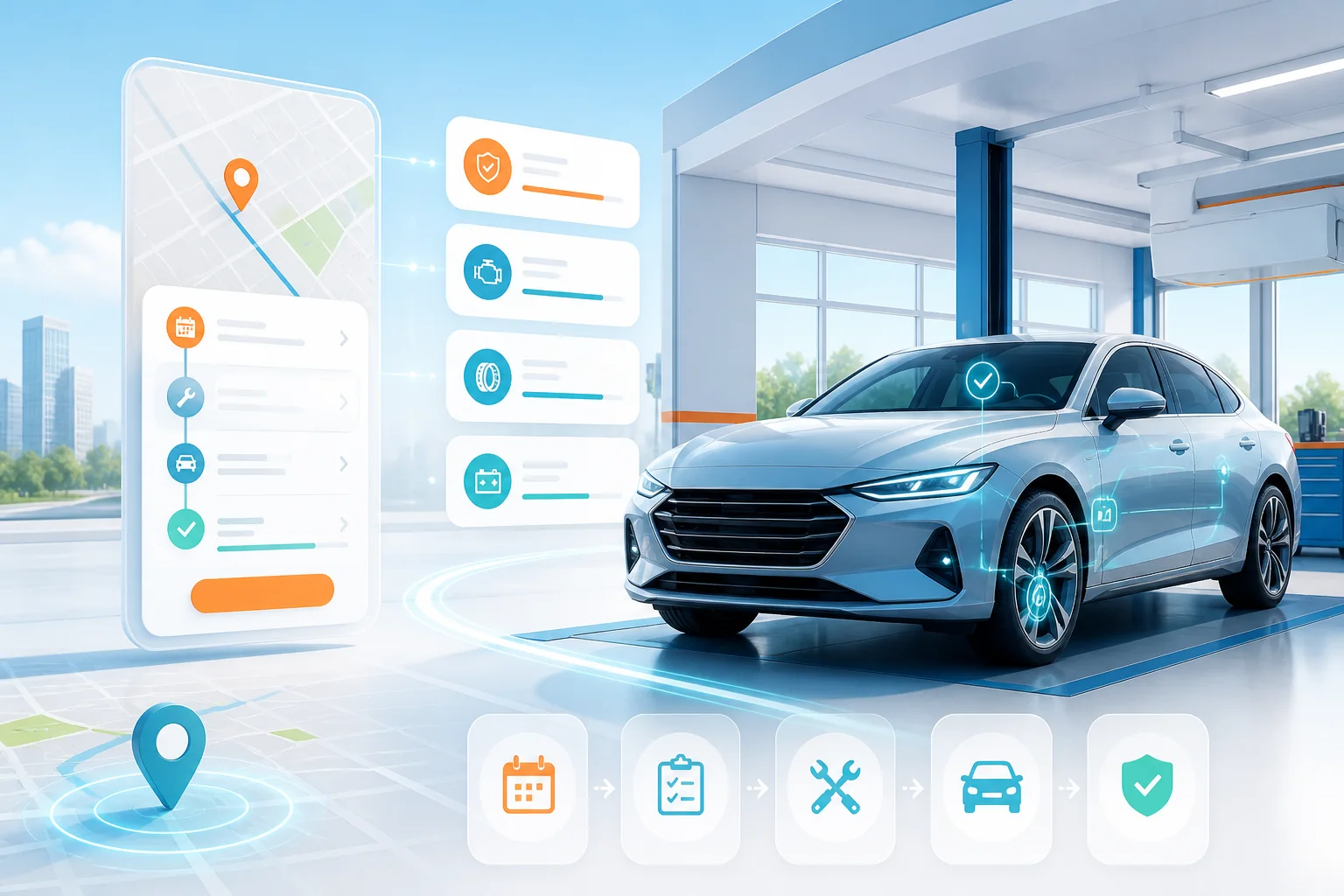Car service and checkup workflow connected to Masar